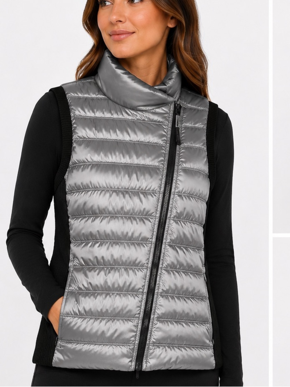 Calvin Klein Performance Women’s XS Silver Black Down Puffer Vest NWT